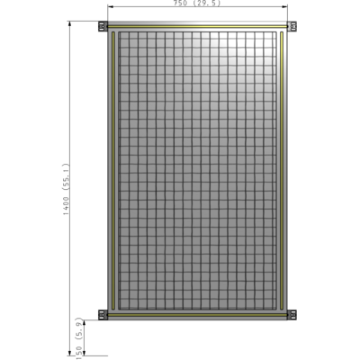 A4-1400-0750-0150-HYMZK SINGLE PANEL-NO LEGS WITH HINGES 1400MM X 750MM 1" MESH, AS A KIT
