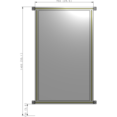 A4-1400-0750-0150-HYPZA SINGLE PANEL-NO LEGS WITH HINGES 1400MM X 750MM 1/4" POLYCARBONATE, ASSEMBLED