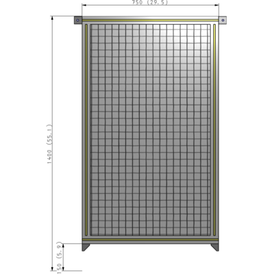 A4-1400-0750-0150-TYMZK SINGLE PANEL-NO LEGS WITH TIE PLATES AND ANGLE 1400MM X 750MM 1" MESH, AS A KIT