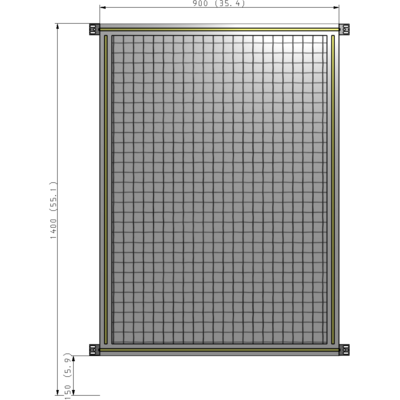 A4-1400-0900-0150-HYMZA SINGLE PANEL-NO LEGS WITH HINGES 1400MM X 900MM 1" MESH, FULLY ASSEMBLED