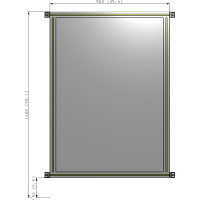 A4-1400-0900-0150-HYPZA SINGLE PANEL-NO LEGS WITH HINGES 1400MM X 900MM 1/4" POLYCARBONATE, FULLY ASSEMBLED
