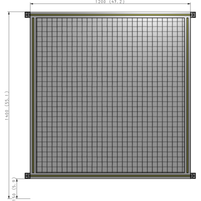 A4-1400-1200-0150-HYMZA SINGLE PANEL-NO LEGS WITH HINGES 1400MM X 1200MM 1" MESH, FULLY ASSEMBLED