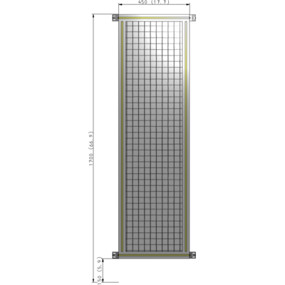 A4-1700-0450-0150-HYMZK SINGLE PANEL-NO LEGS WITH HINGES 1700MM X 450MM 1" MESH, AS A KIT