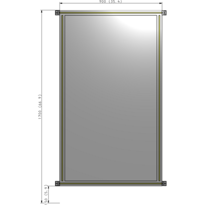 A4-1700-0900-0150-HYPZK SINGLE PANEL-NO LEGS WITH HINGES 1700MM X 900MM 1/4" POLYCARBONATE, AS A KIT
