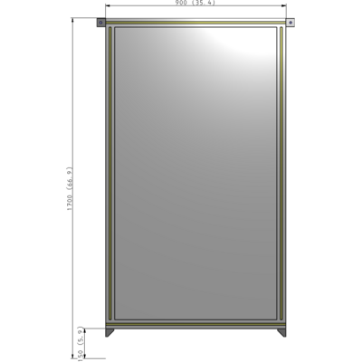 A4-1700-0900-0150-TYPZK SINGLE PANEL-NO LEGS WITH TIE PLATES AND ANGLE 1700MM X 900MM 1/4" POLYCARBONATE, AS A KIT
