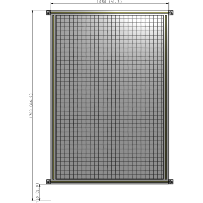 A4-1700-1050-0150-HYMZA SINGLE PANEL-NO LEGS WITH HINGES 1700MM X 1050MM  1" MESH, FULLY ASSEMBLED