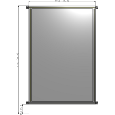 A4-1700-1050-0150-HYPZA SINGLE PANEL-NO LEGS WITH HINGES 1700MM X 1050MM  1/4" POLYCARBONATE, FULLY ASSEMBLED