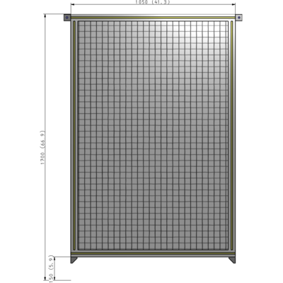 A4-1700-1050-0150-TYMZA SINGLE PANEL-NO LEGS WITH TIE PLATES AND ANGLE 1700MM X 1050MM 1" MESH, FULLY ASSEMBLED