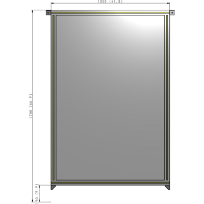 A4-1700-1050-0150-TYPZA SINGLE PANEL-NO LEGS WITH TIE PLATES AND ANGLE 1700MM X 1050MM 1/4" POLYCARBONATE, ASSEMBLED