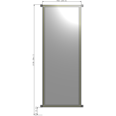 A4-2135-0750-0150-HYPZA SINGLE PANEL-NO LEGS WITH HINGES 2135MM X 750MM  1/4" POLYCARBONATE, ASSEMBLED
