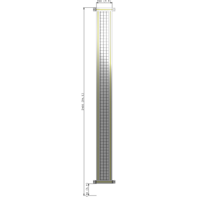 A4-2400-0200-0150-HYMZK SINGLE PANEL-NO LEGS WITH HINGES 2400MM X 200MM  1" MESH, AS A KIT
