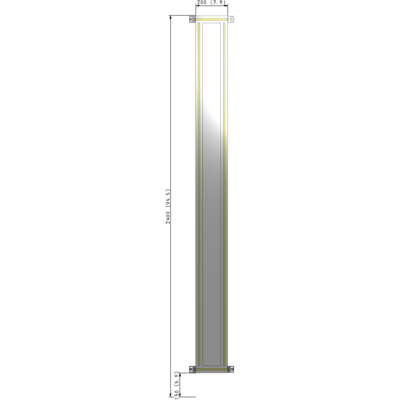 A4-2400-0200-0150-HYPZA SINGLE PANEL-NO LEGS WITH HINGES 2400MM X 200MM  1/4" POLYCARBONATE, FULLY ASSEMBLED