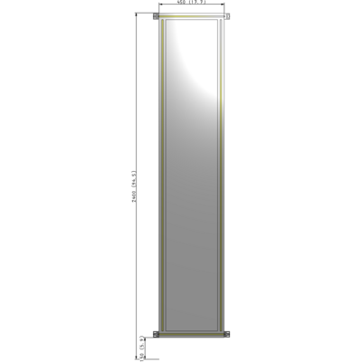 A4-2400-0450-0150-HYPZK SINGLE PANEL-NO LEGS WITH HINGES 2400MM X 450MM  1/4" POLYCARBONATE, AS A KIT