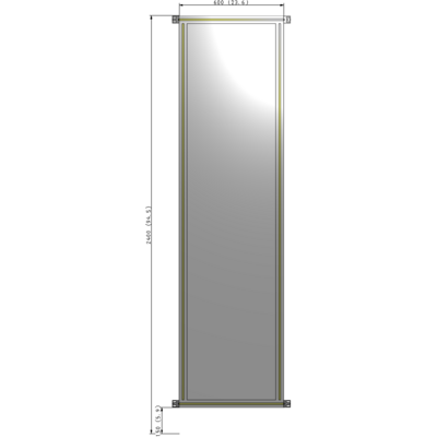 A4-2400-0600-0150-HYPZA SINGLE PANEL-NO LEGS WITH HINGES 2400MM X 600MM  1/4" POLYCARBONATE, ASSEMBLED