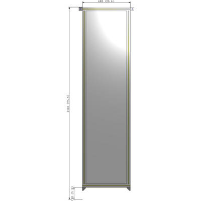 A4-2400-0600-0150-TYPZK SINGLE PANEL-NO LEGS WITH TIE PLATES AND ANGLE 2400MM X 600MM  1/4" POLYCARBONATE, AS A KIT