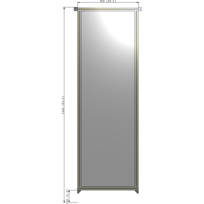 A4-2400-0750-0150-TYPZK SINGLE PANEL-NO LEGS WITH TIE PLATES AND ANGLE 2400MM X 750MM  1/4" POLYCARBONATE, AS A KIT