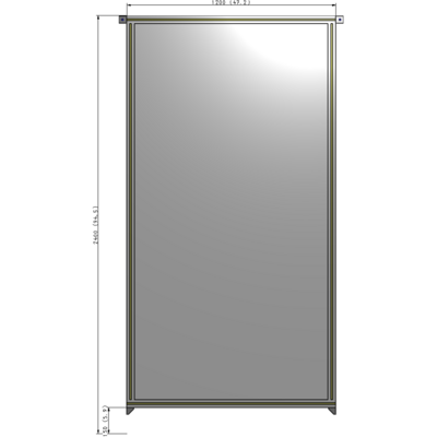 A4-2400-1200-0150-TYPZA SINGLE PANEL-NO LEGS WITH TIE PLATES AND ANGLE 2400MM X 1200MM  1/4" POLYCARBONATE, ASSEMBLED