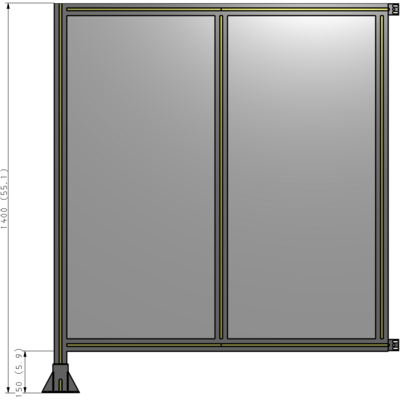 B1-1400-1200-0150-HYPFA DOUBLE PANEL-LEG ON LEFT, HINGE ON RIGHT 1400MM X 1200MM 1/4" POLYCARB, ASSEMBLED