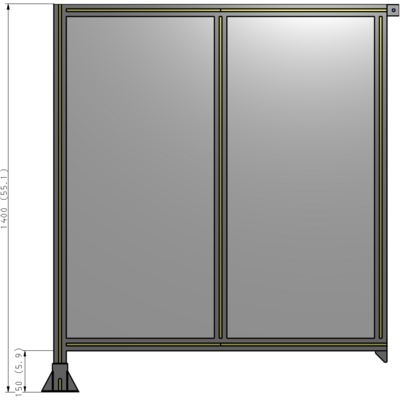 B1-1400-1200-0150-TYPFA DOUBLE PANEL-LEG ON LEFT, TIE PLATE AND ANGLE ON RIGHT 1400MM X 1200MM  1/4" POLYCARB, ASSEMBLED
