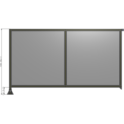 B1-1400-2400-0150-TYPFK DOUBLE PANEL-LEG ON LEFT, TIE PLATE AND ANGLE ON RIGHT 1400MM X 2400MM  1/4" POLYCARB, ASSEMBLED