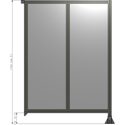 B2-1700-1200-0150-TYPFA DOUBLE PANEL-LEG ON RIGHT, TIE PLATE AND ANGLE ON LEFT 1700MM X 1200MM  1/4" POLYCARBONATE, AS A KIT
