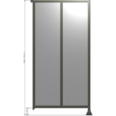 B2-2400-1200-0150-TYPFA DOUBLE PANEL-LEG ON RIGHT, TIE PLATE AND ANGLE ON LEFT 2400MM X 1200MM 1/4" POLYCARB, ASSEMBLED