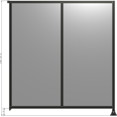B2-2400-2200-0150-TYPFK DOUBLE PANEL-LEG ON RIGHT, TIE PLATE AND ANGLE ON LEFT 2400MM X 2200MM 1/4" POLYCARB, ASSEMBLED