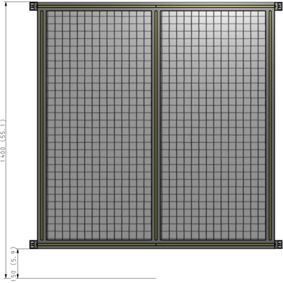 B4-1400-1200-0150-HYMZA DOUBLE PANEL-NO LEGS, HINGE CONNECTORS 1400MM X 1200MM 1" MESH, AS A KIT