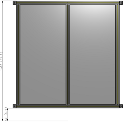 B4-1400-1200-0150-HYPZK DOUBLE PANEL-NO LEGS, HINGE CONNECTORS 1400MM X 1200MM  1/4" POLYCARBONATE, ASSEMBLED