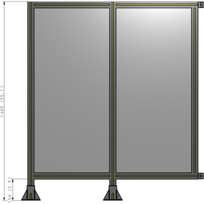 B5-1400-1200-0150-HYPFK DOUBLE PANEL-LEGS ON LEFT AND CENTER WITH HINGES 1400MM X 1200MM  1/4" POLYCARBONATE, ASSEMBLED