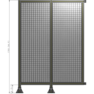 B5-1700-1200-0150-HYMFK DOUBLE PANEL-LEGS ON LEFT AND CENTER WITH HINGES 1700MM X 1200MM  1" MESH, AS A KIT