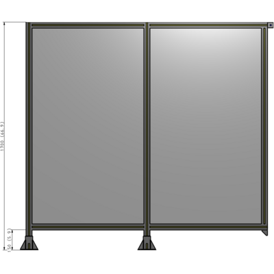 B5-1700-1800-0150-TYPFA DOUBLE PANEL-LEGS ON LEFT AND CENTER, TIE PLATE ON RIGHT 1700MM X 1800MM  1/4" POLYCARB, ASSEMBLED
