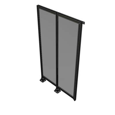 B5-2135-1200-0150-TYPFA DOUBLE PANEL-LEGS ON LEFT AND CENTER, TIE PLATE ON RIGHT 2135MM X 1200MM  1/4" POLYCARB, ASSEMBLED