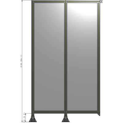 B5-2135-1200-0150-TYPFA DOUBLE PANEL-LEGS ON LEFT AND CENTER, TIE PLATE ON RIGHT 2135MM X 1200MM  1/4" POLYCARB, ASSEMBLED