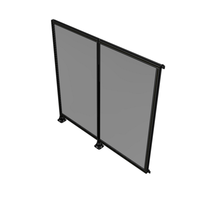 B5-2135-2200-0150-HYPFA DOUBLE PANEL-LEGS ON LEFT AND CENTER WITH HINGES 2135MM X  2200MM  1/4" POLYCARBONATE, ASSEMBLED