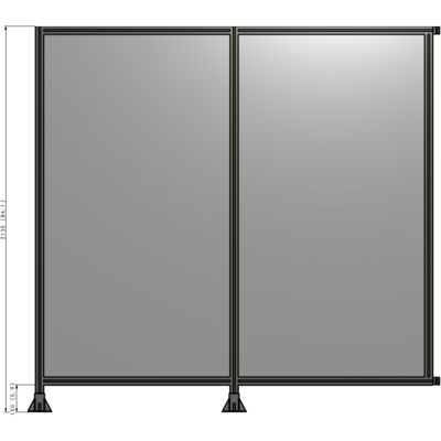B5-2135-2200-0150-HYPFA DOUBLE PANEL-LEGS ON LEFT AND CENTER WITH HINGES 2135MM X  2200MM  1/4" POLYCARBONATE, ASSEMBLED