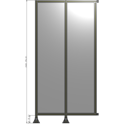 B5-2400-1200-0150-HYPFA DOUBLE PANEL-LEGS ON LEFT AND CENTER WITH HINGES 2400MM X 1200MM  1/4" POLYCARBONATE, ASSEMBLED