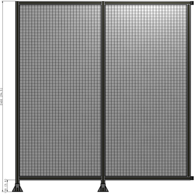 B5-2400-2200-0150-HYMFA DOUBLE PANEL-LEGS ON LEFT AND CENTER WITH HINGES 2400MM X 2200MM  1" MESH, FULLY ASSEMBLED