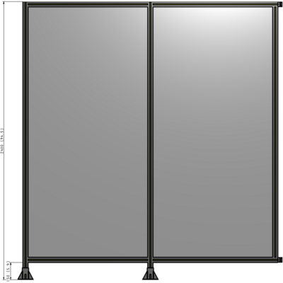 B5-2400-2200-0150-HYPFA DOUBLE PANEL-LEGS ON LEFT AND CENTER WITH HINGES 2400MM X 2200MM  1/4" POLYCARBONATE, ASSEMBLED
