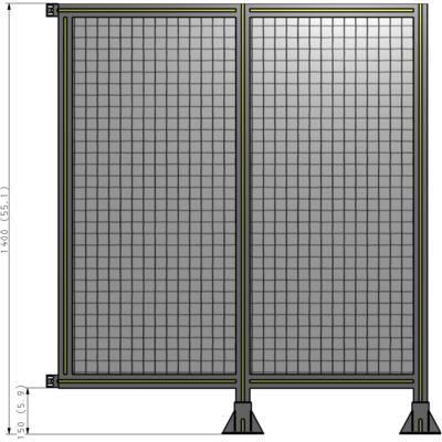 B6-1400-1200-0150-HYMFA DOUBLE PANEL-LEGS ON RIGHT AND CENTER WITH HINGES 1400MM X 1200MM 1" MESH, AS A KIT