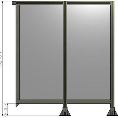B6-1400-1200-0150-TYPFA DOUBLE PANEL-LEGS ON RIGHT AND CENTER, TIE PLATE ON LEFT 1400MM X 1200MM 1/4" POLYCARBONATE, AS KIT