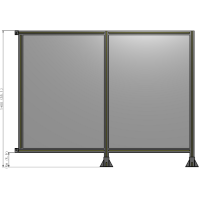 B6-1400-1800-0150-HYPFK DOUBLE PANEL-LEGS ON RIGHT AND CENTER WITH HINGES 1400MM X 1800MM 1/4" POLYCARBONATE, ASSEMBLED