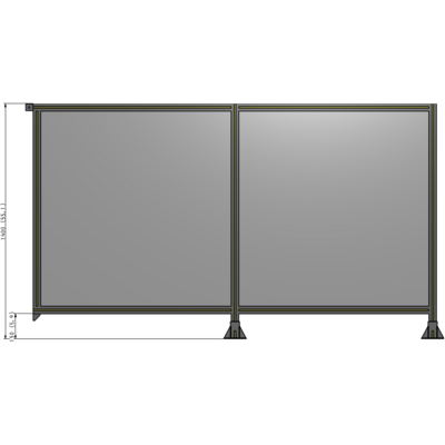 B6-1400-2400-0150-TYPFA DOUBLE PANEL-LEGS ON RIGHT AND CENTER, TIE PLATE ON LEFT 1400MM X 2400MM 1/4" POLYCARB, ASSEMBLED