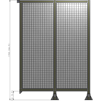 B6-1700-1200-0150-TYMFA DOUBLE PANEL-LEGS ON RIGHT AND CENTER, TIE PLATE ON LEFT 1700MM X 1200MM 1" MESH, FULLY ASSEMBLED