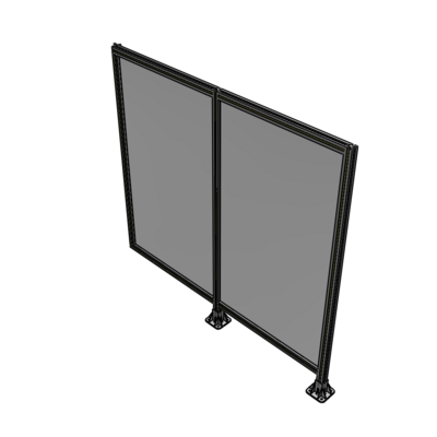 B6-1700-1800-0150-HYPFA DOUBLE PANEL-LEGS ON RIGHT AND CENTER WITH HINGES 1700MM X 1800MM 1/4" POLYCARBONATE, ASSEMBLED