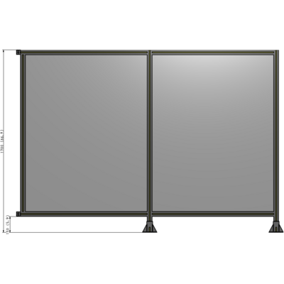 B6-1700-2400-0150-HYPFA DOUBLE PANEL-LEGS ON RIGHT AND CENTER WITH HINGES 1700MM X 2400MM 1/4" POLYCARBONATE, ASSEMBLED