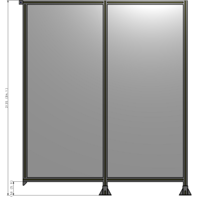 B6-2135-1800-0150-TYPFA DOUBLE PANEL-LEGS ON RIGHT AND CENTER, TIE PLATE ON LEFT 2135MM X 1800MM 1/4" POLYCARB, ASSEMBLED