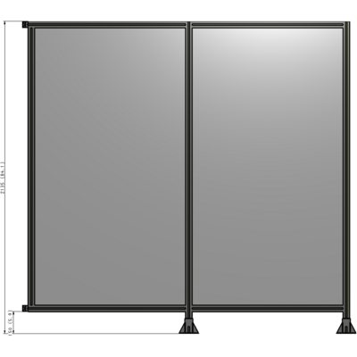 B6-2135-2200-0150-HYPFK DOUBLE PANEL-LEGS ON RIGHT AND CENTER WITH HINGES 2135MM X 2200MM 1/4" POLYCARBONATE, AS A KIT