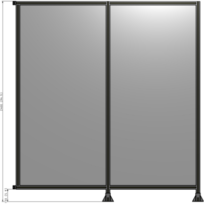 B6-2400-2200-0150-HYPFA DOUBLE PANEL-LEGS ON RIGHT AND CENTER WITH HINGES 2400MM X 2200MM  1/4" POLYCARBONATE, ASSEMBLED