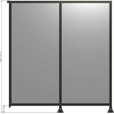 B6-2400-2200-0150-TYPFA DOUBLE PANEL-LEGS ON RIGHT AND CENTER, TIE PLATE ON LEFT 2400MM X 2200MM  1/4" POLYCARB, ASSEMBLED
